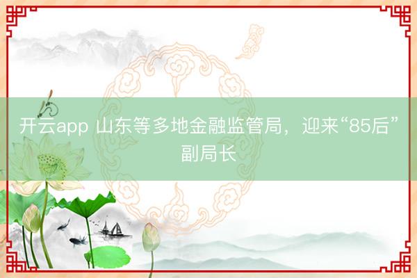 开云app 山东等多地金融监管局,迎来“85后”副局长