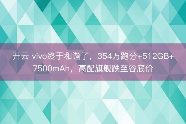 开云 vivo终于和谐了，354万跑分+512GB+7500mAh，高配旗舰跌至谷底价